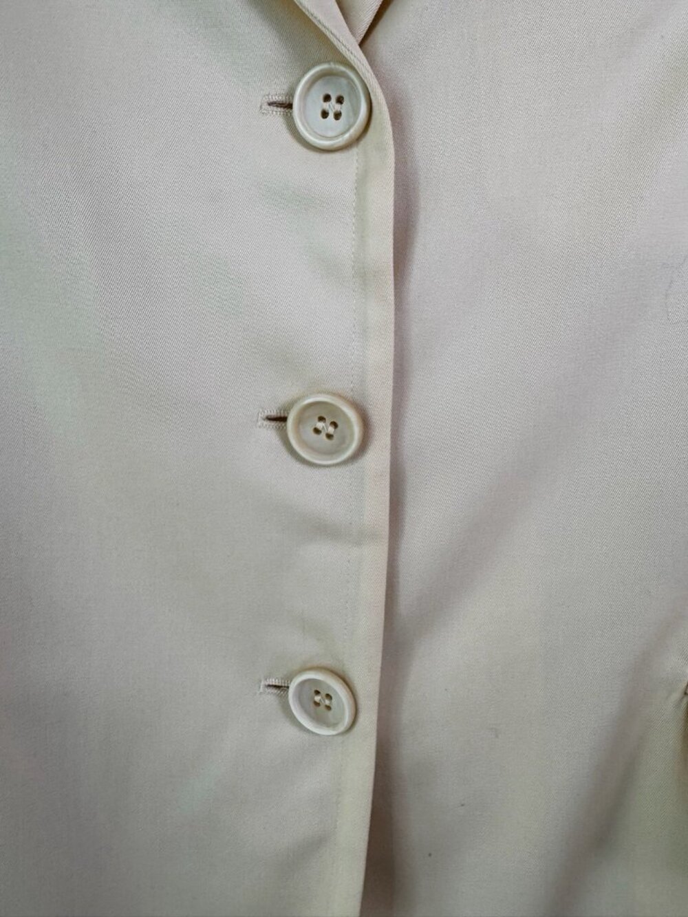VTG Luciano Barbera 100% Wool Blazer Jacket Women Size 44 Solid Cream Italy - Picture 6 of 16